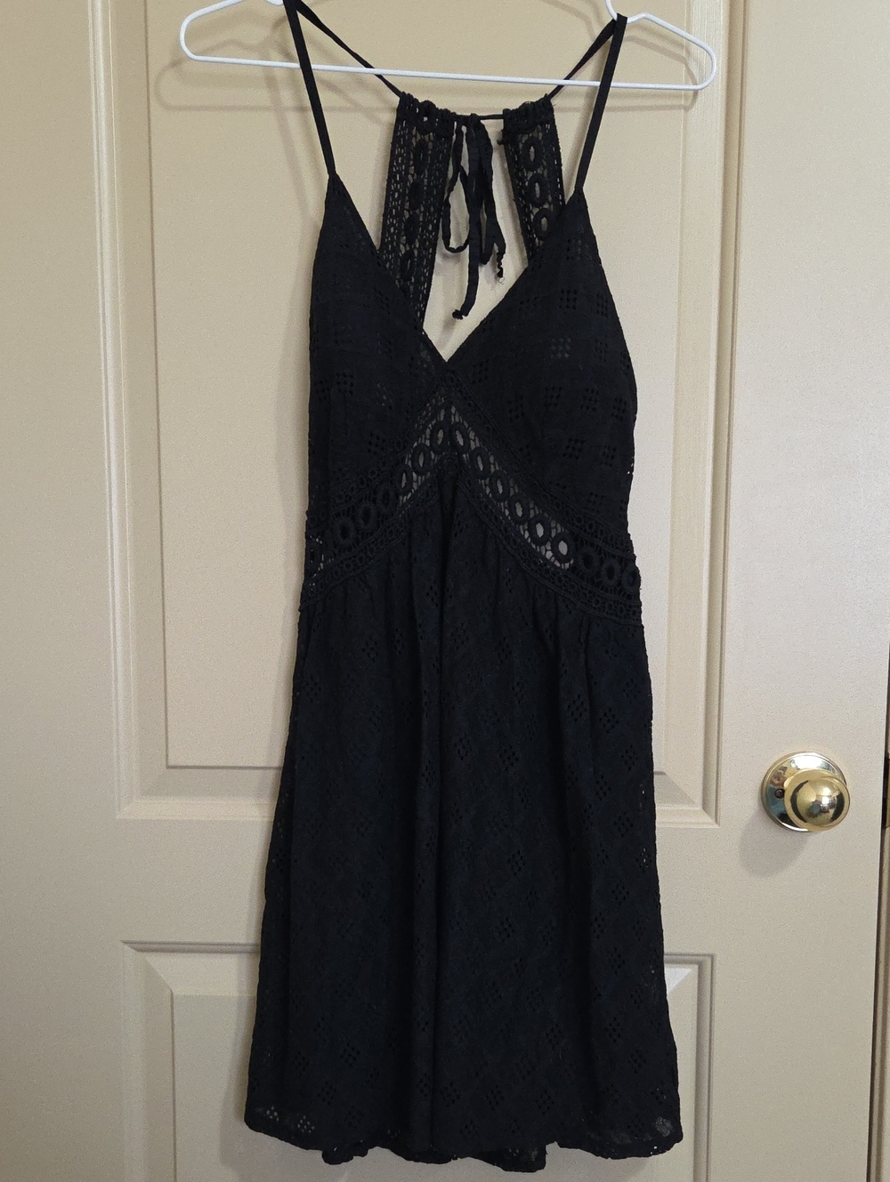 Black Lace Halter Sundress - Women